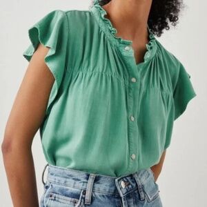 Rails Teal Ruffle Sleeve Blouse
